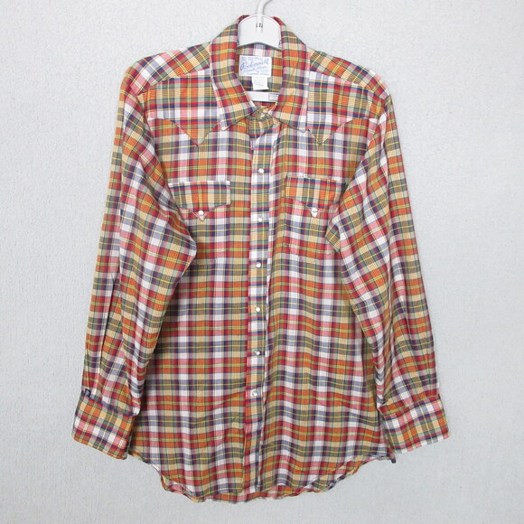 Rockmount Western Shirt Mens 16.5 Plaid Long Sleeve Pearl Snap Cowboy Rodeo - Picture 1 of 7